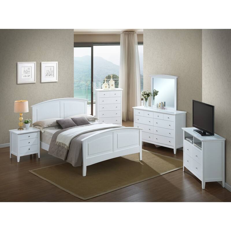 Solid Curved Rail Wooden Panel Twin Bed - 77" - White