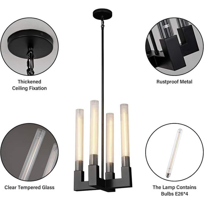 KAYLA 12-Light Candlestick Chandelier, Modern Chandelier with Glass Shade, Retangular Luxurious Ceiling Pendant Light