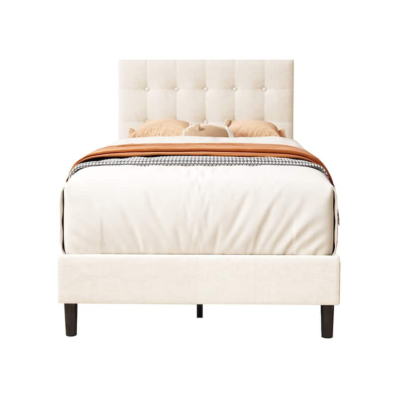 Alazyhome Square Tufted Upholstered Platform Bed Frame