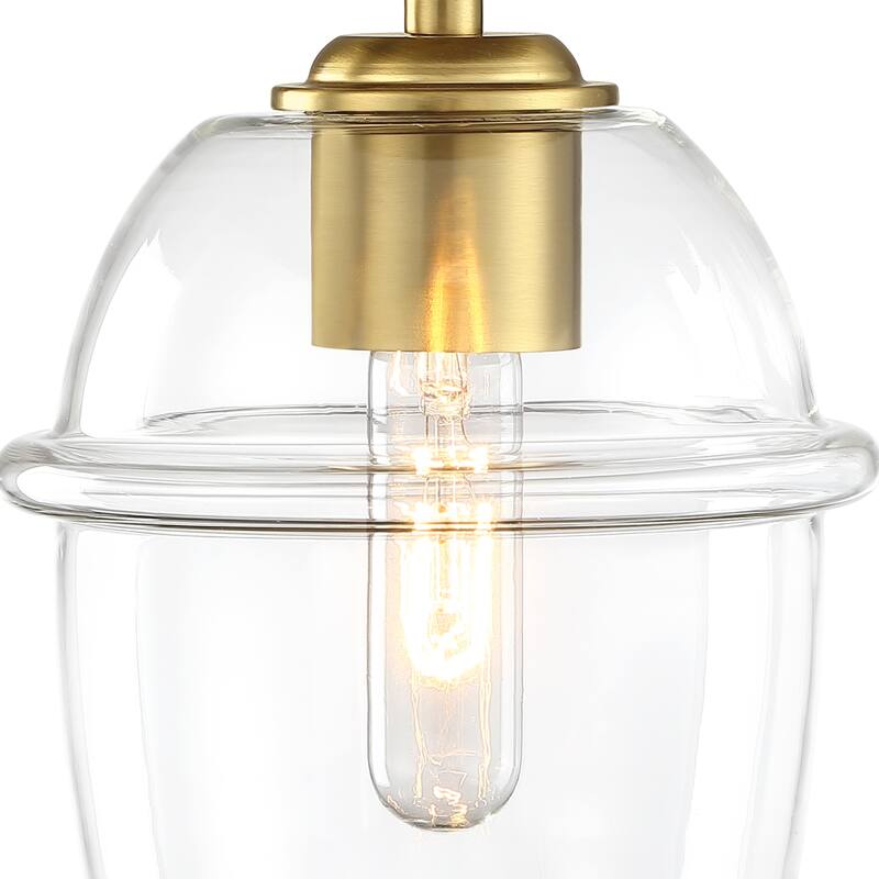 Summer Jazz 7 in. 1-Light Brushed Gold Transitional Semi Flush Mount with Clear Glass Shade for Bedrooms - 11.5