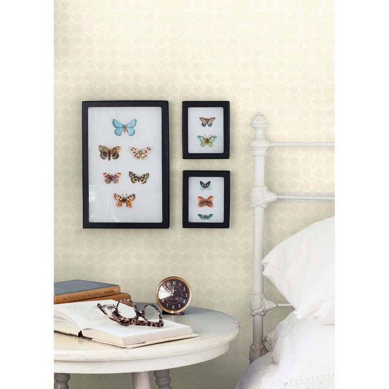 Chesapeake Button Block Taupe Geometric Wallpaper