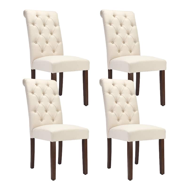 Modern Tufted Fabric Dining Chairs – Stylish Parsons Side Chairs with Padded Seat & Wood Legs,Set of 2/4/6