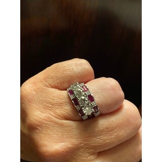 Miadora 10k White Gold Ruby and Diamond Accent Eternity Ring 