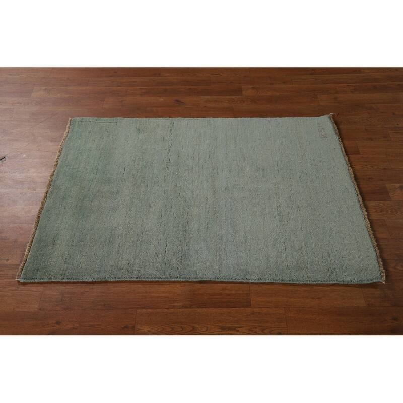 Gabbeh Modern Foyer Rug Hand-Knotted Solid Wool Carpet - 2'8"x 3'9"