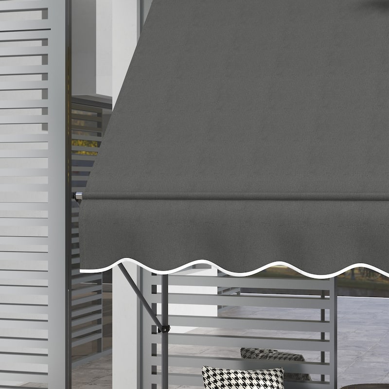 Outsunny 5' x 4' Manual Retractable Awning, Non-Screw Freestanding Patio Sun Shade Shelter