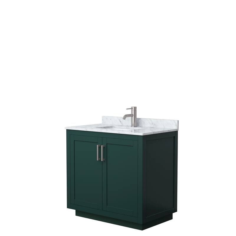 Miranda Single Vanity Set, White Carrara Marble Top, No Mirror