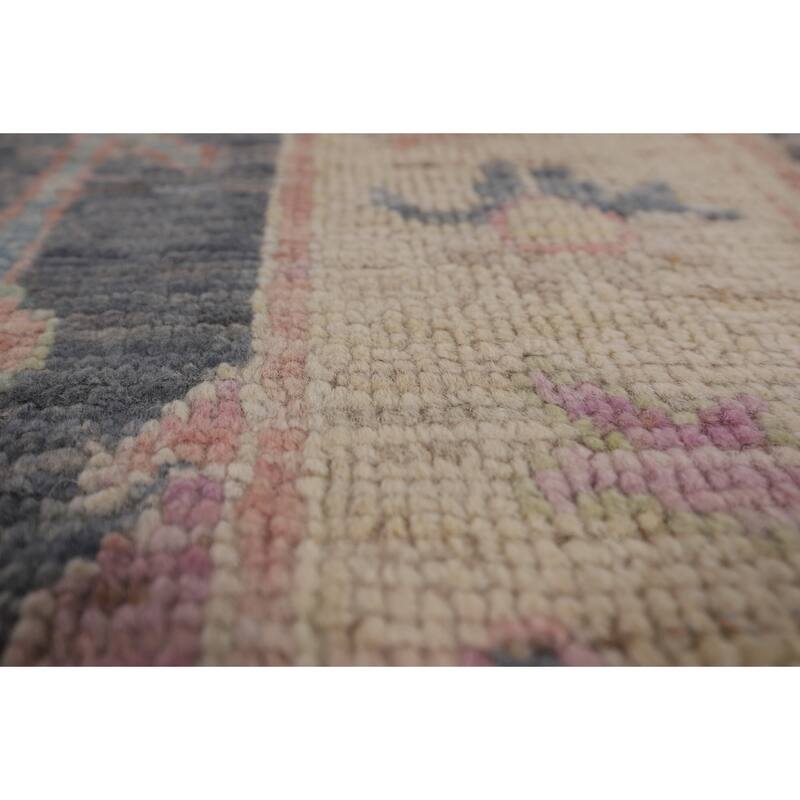 Vegetable Dye Oushak Turkish Runner Rug Handmade Wool Carpet - 2'11"x 8'10"