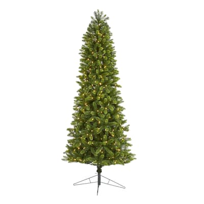 8' Slim Virginia Spruce Christmas Tree with 600 LED Lights - Green