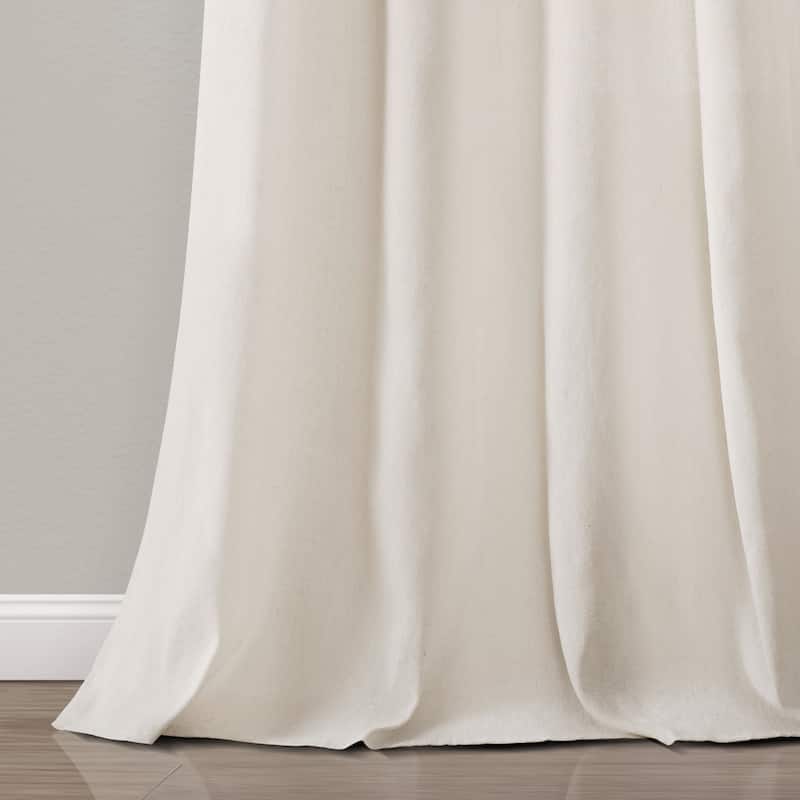 Lush Decor Farmhouse Faux Linen Colorblock Pleated Window Curtain Panel Pair - 84" x 40"