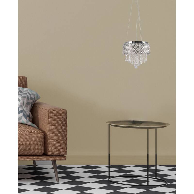 5-Light Chrome Metal Chandelier With Clear Crystals