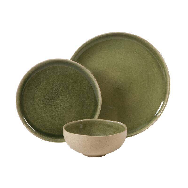 Gibson Elite Manila Bay 16-Piece & 12-Piece Stoneware Reactive Glaze Modern Artisan Dinnerware Set, Service for 4
