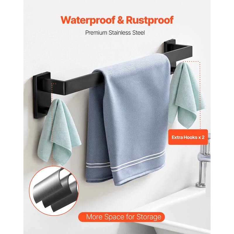 10-Piece Matte Black Bathroom Accessories Set Wall Mounted - 23.43 x 3.94 x 3.15 inch
