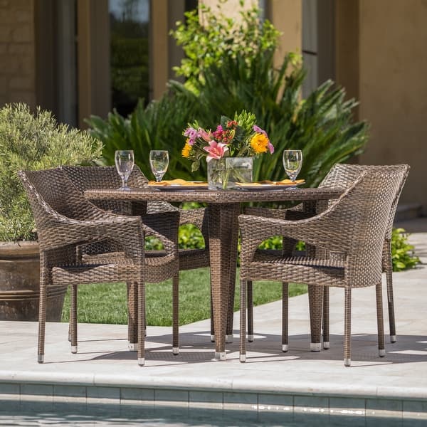 Cliff Outdoor 5piece Wicker Dining Set by Christopher Knight Home On