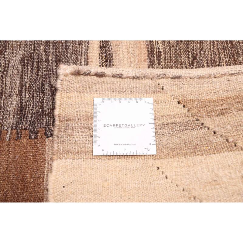 ECARPETGALLERY Flat-Weave Boho Brown Wool Kilim - 5'0 x 6'7