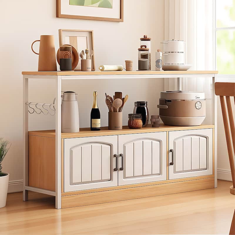 Modern Wooden Kitchen Utility Storage Buffets Shelf with Cabinet