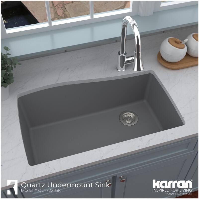 Karran USA QU-722-PK1 Quartz QU 33-1/2" Undermount Single Basin Quartz