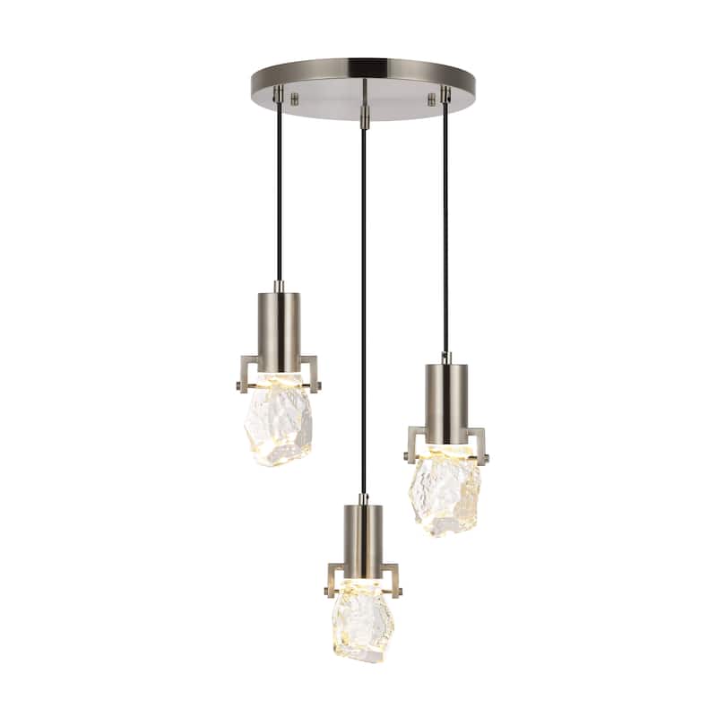 WINGBO 3-Light Modern Crystal Pendant Light Fixture Height Adjustable Hanging Light - N/A
