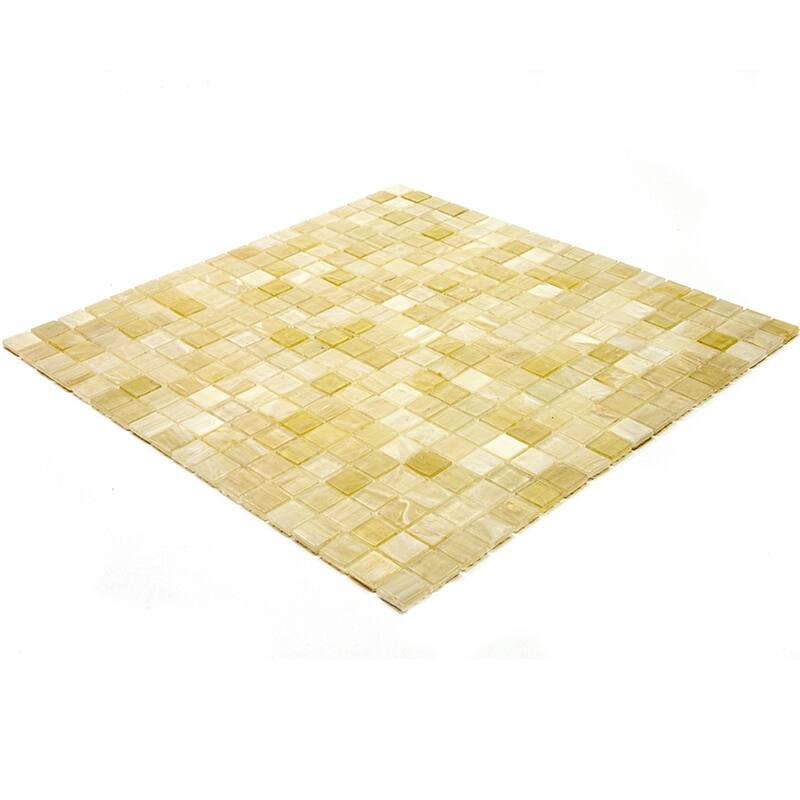 Apollo tile 12" x 12" Skosh Glossy Cream Beige Glass Tile (18.69 sq ft/case) - 20 Pack