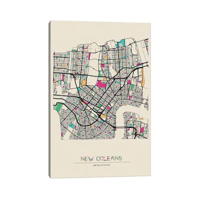 iCanvas "New Orleans, Louisiana Map" by Ayse Deniz Akerman Canvas Print