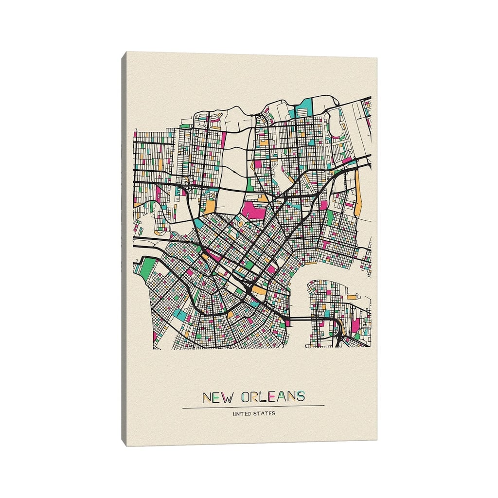 iCanvas "New Orleans, Louisiana Map" by Ayse Deniz Akerman Canvas Print
