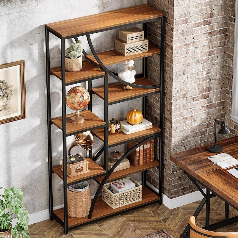 70.87'' Tall Bookshelf with Open Shelf, 9-Tier Industrial Etagere Bookcase