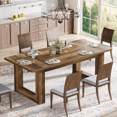 63-Inch Dining Table Modern Wood Kitchen Table Large Rectangular Dinner Table for Dining Room