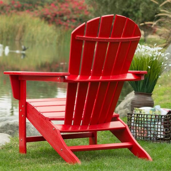 Shop Outdoor Patio Seating Garden Adirondack Chair In Red Heavy Duty Resin Overstock 30667920