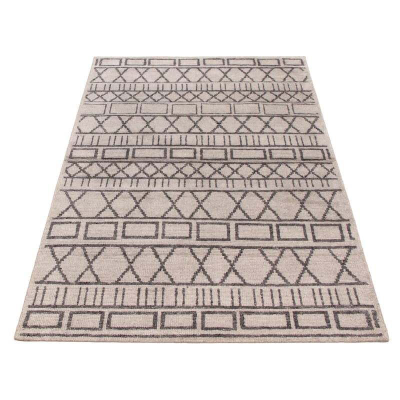ECARPETGALLERY Hand-knotted Tangier Light Grey Silk Rug - 4'11 x 8'0