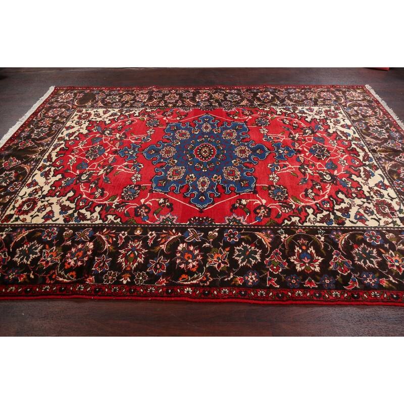 Floral Traditional Bakhtiari Persian Area Rug Hand-knotted Wool Carpet - 6'10" x 9'7"