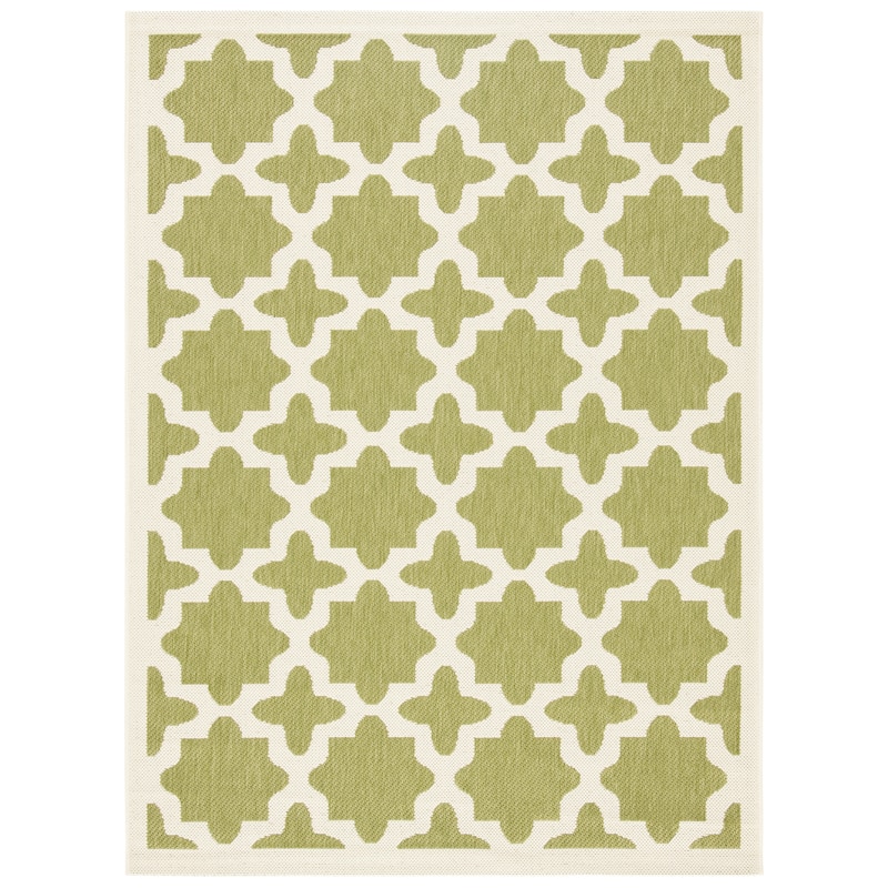 SAFAVIEH Courtyard Dorthey Indoor/ Outdoor Waterproof Patio Backyard Rug - 2'7" x 5' - Green/Beige