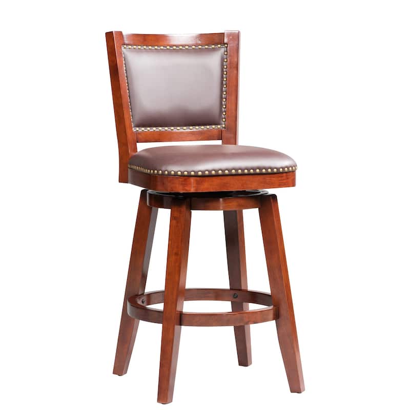 Broadmoor Cherry Brown Swivel Armless Wood Stool