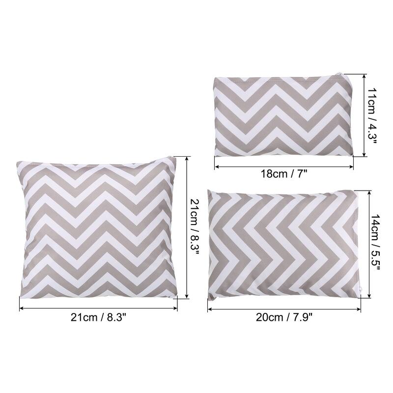 Reusable Washable Polyester Snack Bag Sandwich Bag 3 Sizes, White - Striped White, 1 Set/3Pcs
