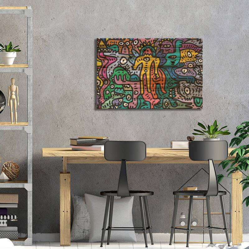 Graffiti Color Cool Monsters Print On Wood by Emmanuel Signorino - Multi-Color