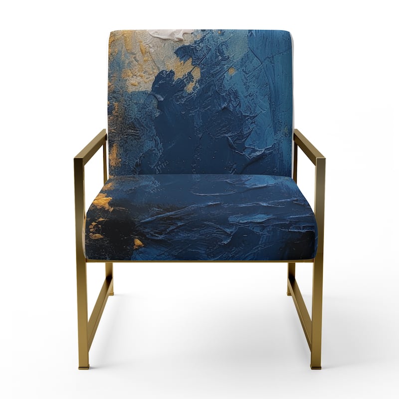 Designart "Blue and Yellow Intuitive Expressions I" Upholstered Abstract Accent Chair and Modern & Contemporary Arm Chair