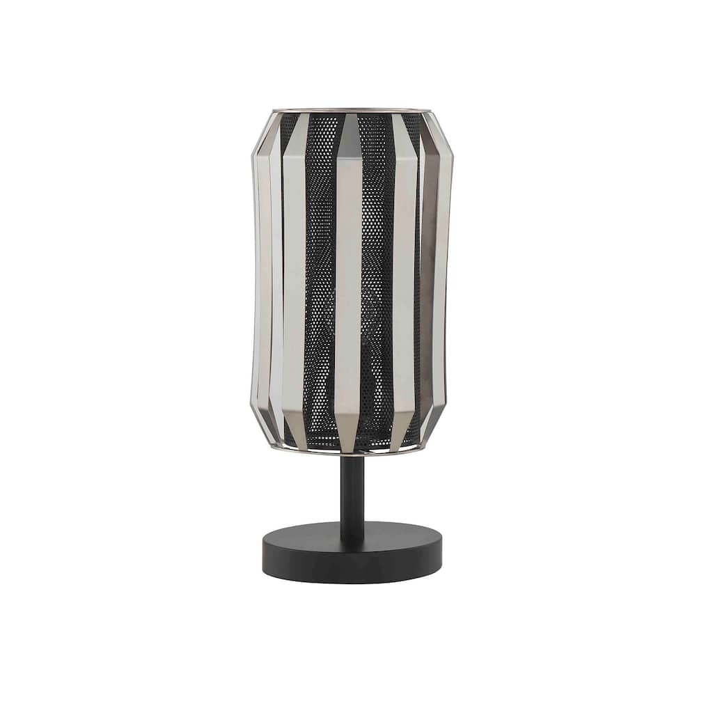 Pin 14 Inch Table Lamp, Accent Cylinder Metal Shade, Round Base, Black