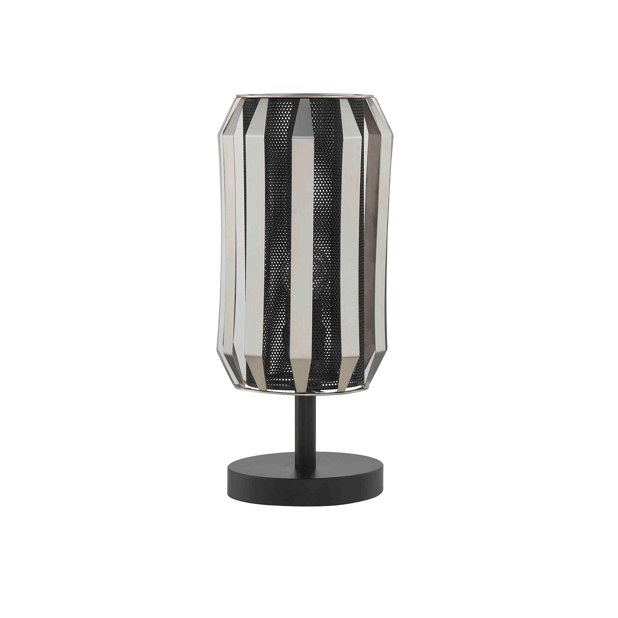 14 Inch Black Table Lamp with Accent Cylinder Metal Shade and Round Base