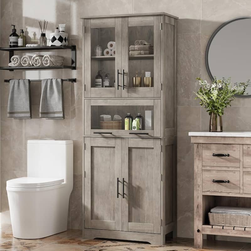 Tall Bathroom Cabinet - Grey