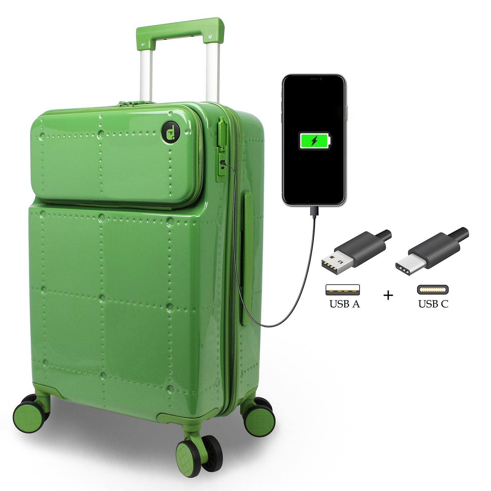 Ultralight Smart Carry-On Luggage with USB-A and USB-C Charging-image