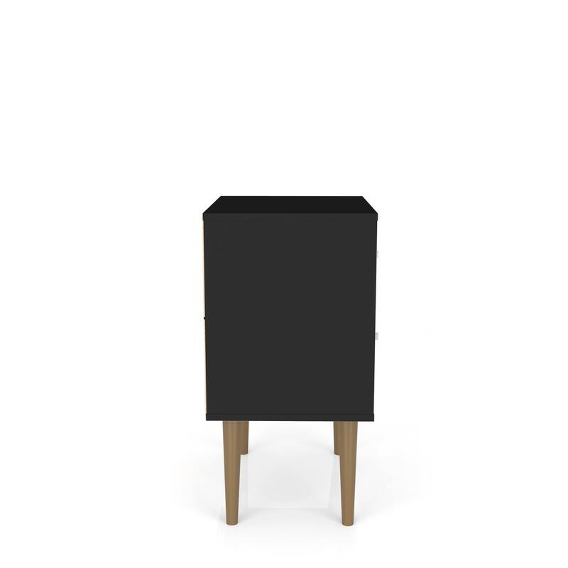 Liberty Mid Century Modern Black Nightstand 2.0 with 2 Extension Drawers