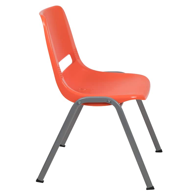 5 Pack 880 lb. Capacity Ergonomic Shell Stack Chair with Metal Frame - 23.5"D x 19.25"W x 32"H