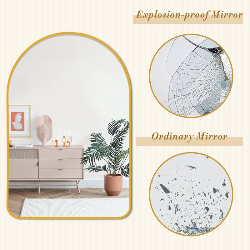 Arch Bathroom Wall Mirror Large Metal Frame Wall Mounted Mirror for Bedroom Living Room Dresser Entryway Decor