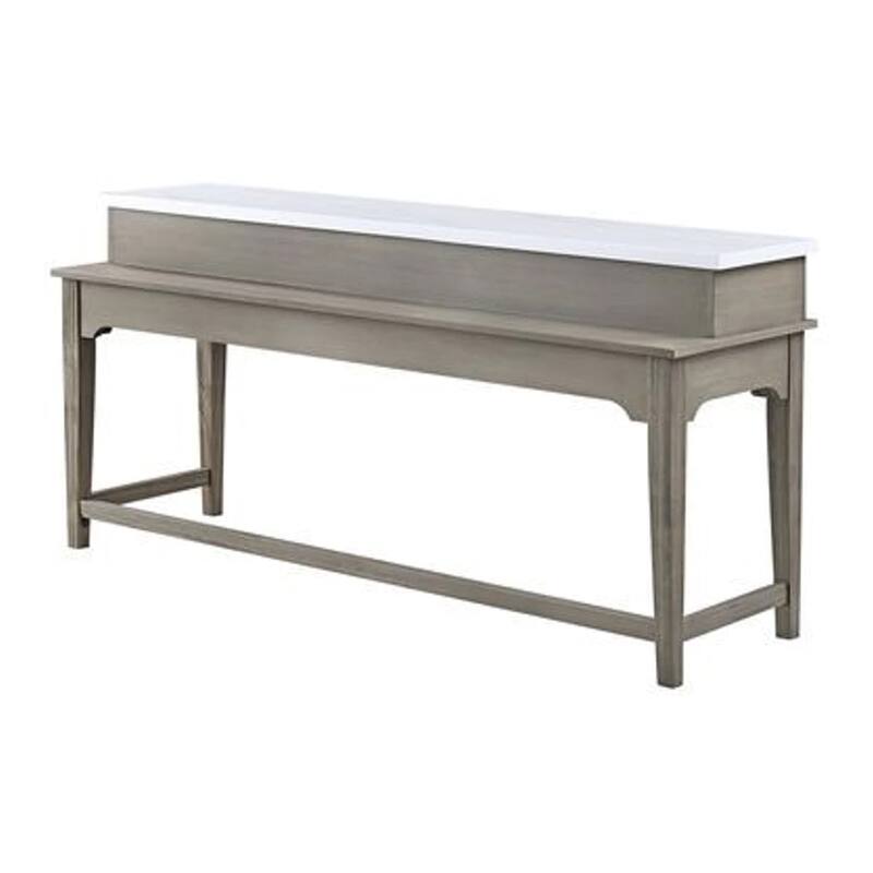 4 Piece Counter Height Set with Marble Top and USB, White and Oak Brown