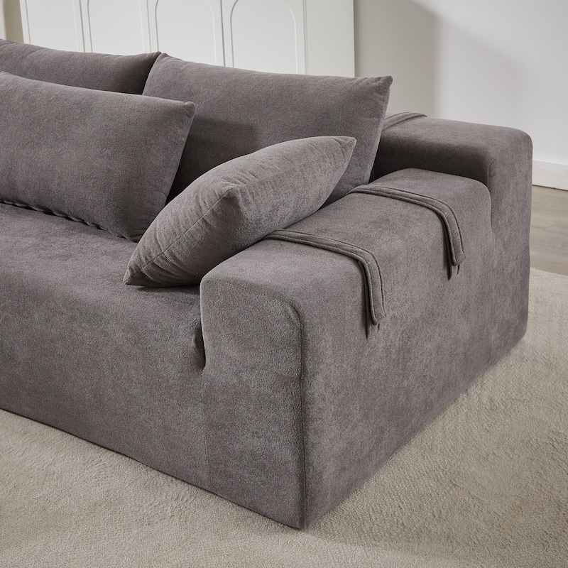 108" Chenille Modular L-Shaped Sectional Sofa with 6 Pillows, Right Chaise & No-Assembly Design