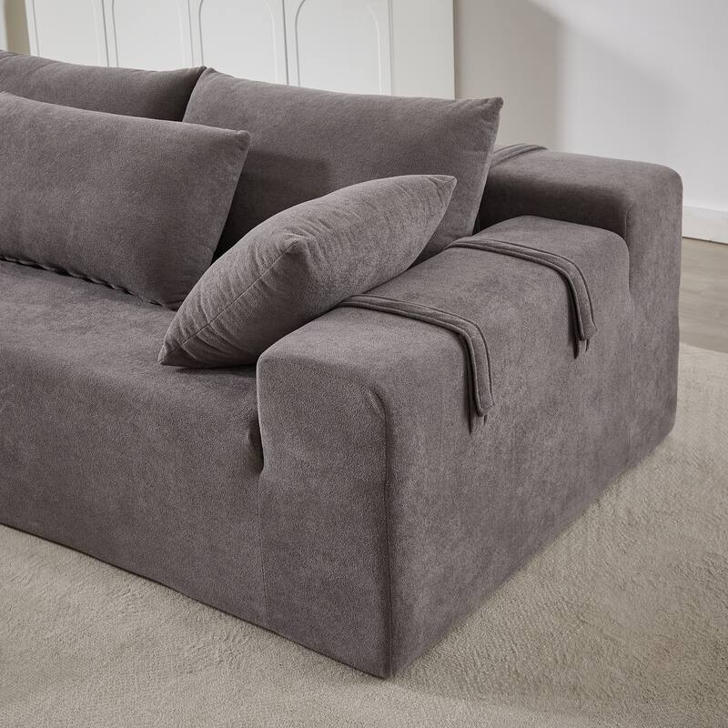Chenille Upholstered Sectional Sofa Couch Set,Modular L Shaped Sofa With 6 Pillows,Free Combination Sofa Couch Chaise