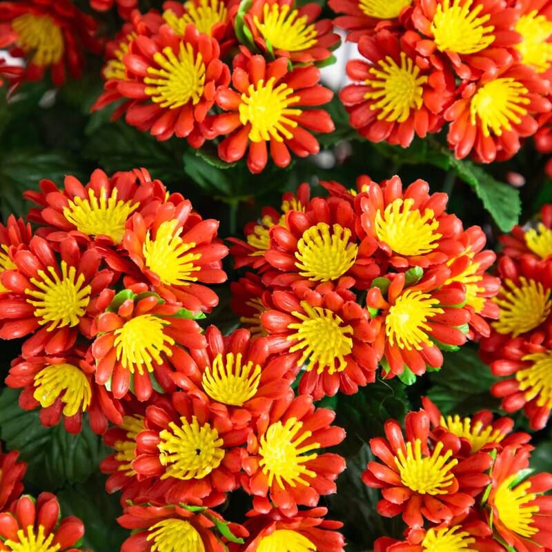 24-in UV Resistant Artificial Chrysanthemum Hanging Basket - Green