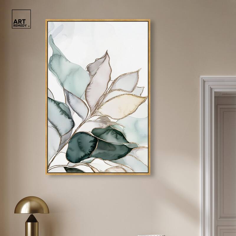 Pastel Leaves with Gold I Canvas by Art Remedy