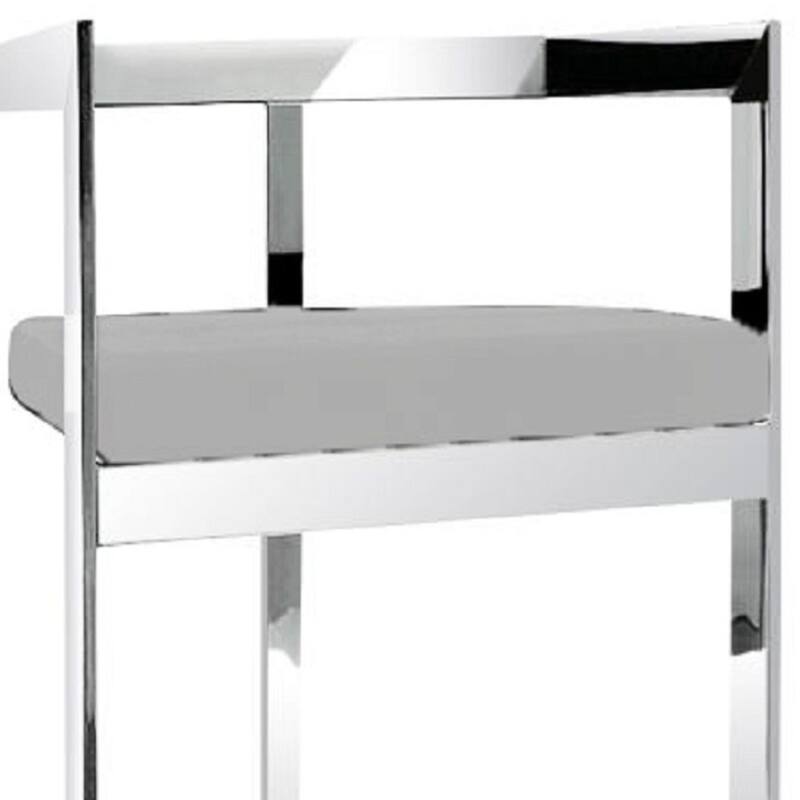 Velvet Stainless Steel Low Back Bar Chair with Armrests and Footrest
