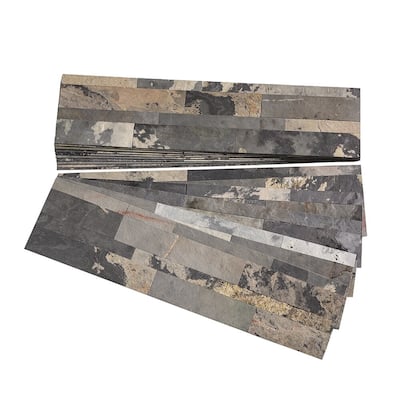 Aspect Peel and Stick Stone Overlay Kitchen Backsplash - Medley Slate (Approx. 15 sq ft Kit) - 15 Sq Ft Kit