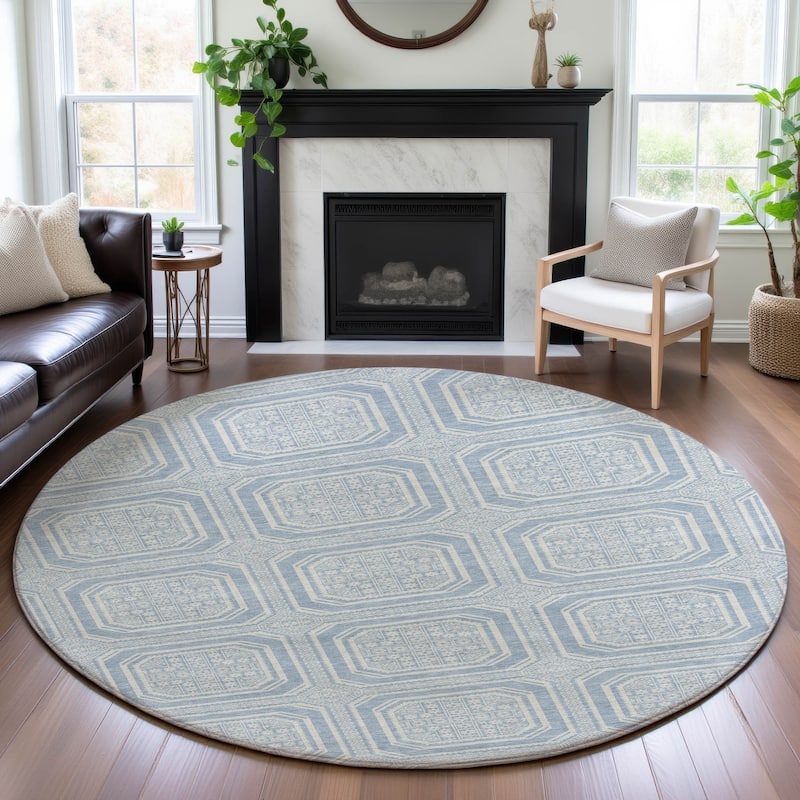 Premium Washable Super Soft Classic Panel Mayfield Rug - Sky - 8' x 8'