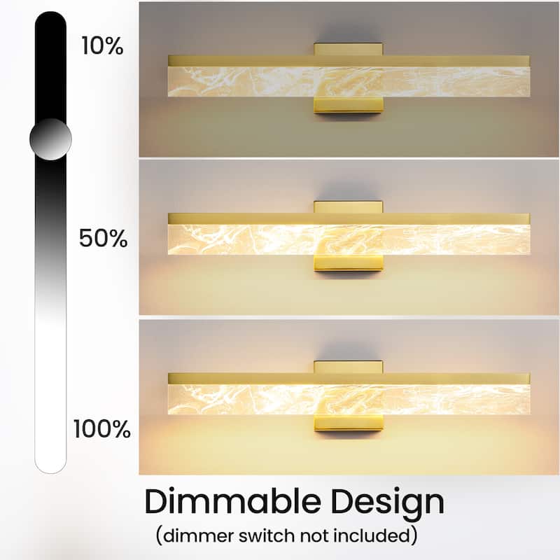 LED Bathroom Vanity Light 24/32/39 inch Dimmable Metal Wall Sconce - Black/Warm White Light